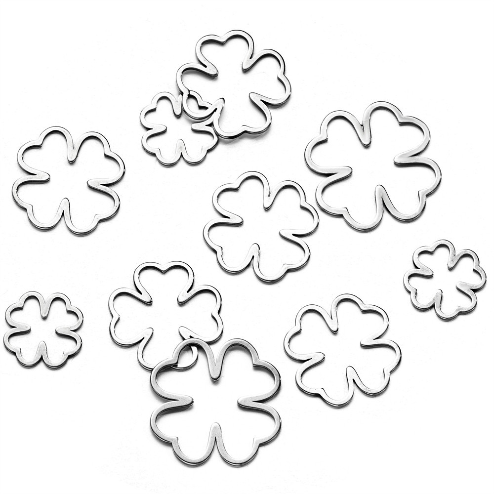 St.kunkka.5/10 ชิ้นสแตนเลส Four-Leaf Clover ชิ้น DIY สร้อยข้อมือสร้อยคอเครื่องประดับวัสดุอุปกรณ์เสริม