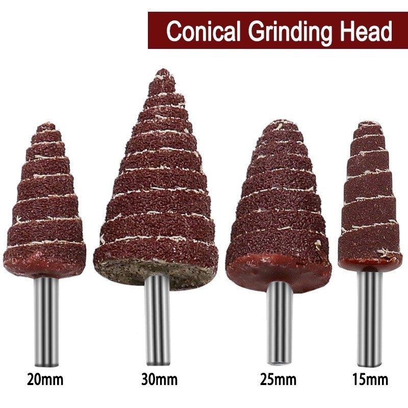 ราคาต่ําสุด1PC 6mm Shank 80 Grit Tapered Cone หัวบดกระดาษทราย Flap ล้อขัด
