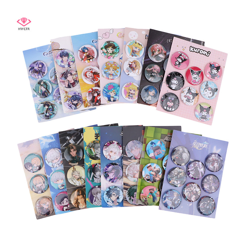 Hwetr 8 ชิ้น/เซ็ตอะนิเมะ Tinning Tinplate เข็มกลัด Sanrio กระเป๋าเป้สะพายหลัง Badge ของที่ระลึกเสื้อผ้าของขวัญสําหรับเพื่อนใหม่