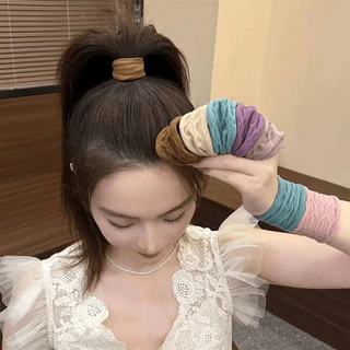 10ชิ้นผมหางม้าสูงผูกผมผู้หญิงยางรัดหนาอารมณ์ ชม. หูฟัง