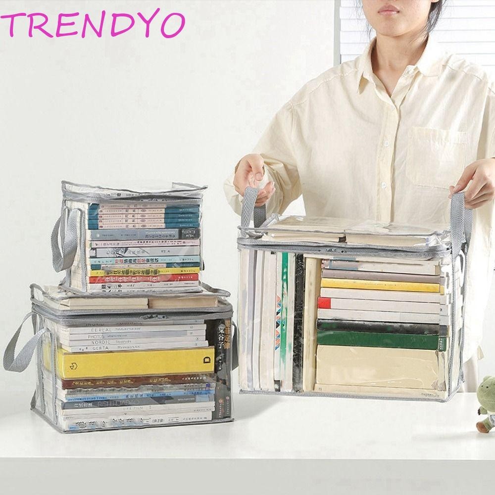 Trendyo กระเป๋าเก็บหนังสือ, PVC โปร่งใสหนังสือคอลเลกชันคอนเทนเนอร์, Practical Dustroof Stackable with Zipper Handle Comic Book Storage Bag Home