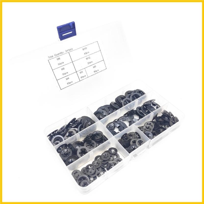 340pcs Internal Tooth Washers Push Speed Clip Washers Fasteners