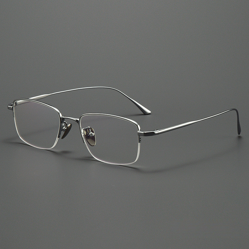 Ultra-light Titanium Opticalกรอบแว่นตาครึ่งRimแว่นตาผู้ชายผู้หญิงสแควร์กรอบแว่นตา 1906
