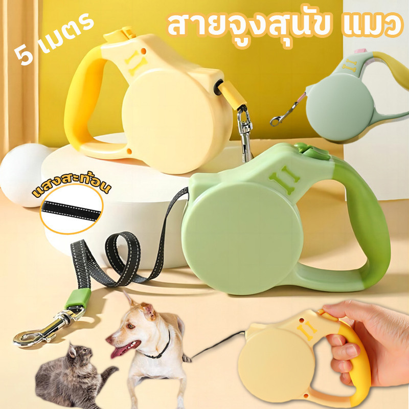 🐾COD🐾สายจูงสุนัข แมว 5 เมตร สายจูงสัตว์เลี้ยง ยืดหดได้ Retractable Dog CAT Leash เชือกไนล่อนเดิน