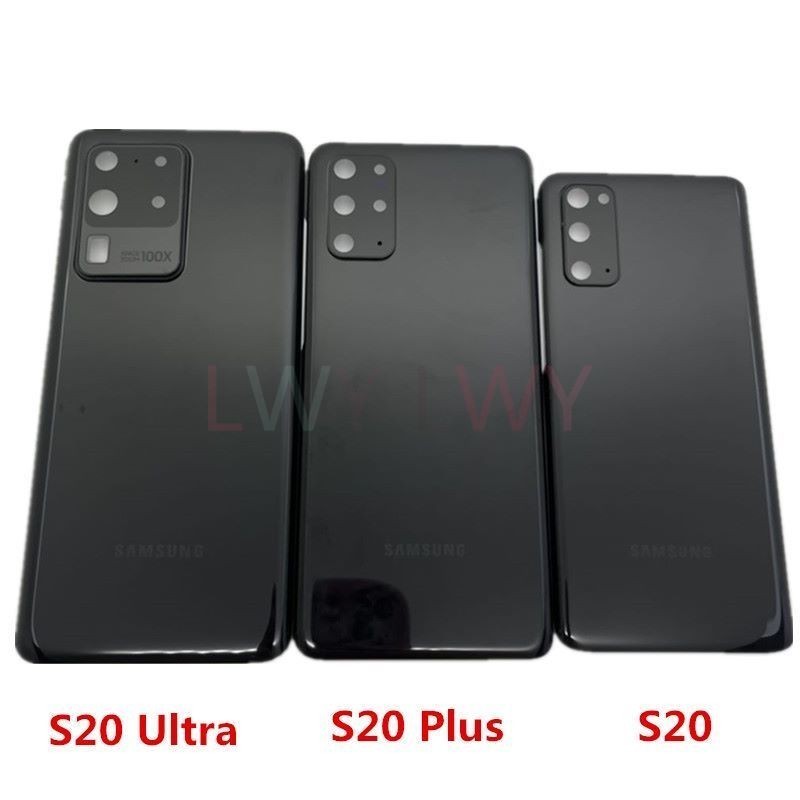ฝาหลังแบตเตอรี่ใหม่สําหรับ Samsung Galaxy S20 S20 Plus / S20 Ultra G980 G985 3D แผงกระจกด้านหลังประตูกรณีเปลี่ยนเลนส์กล้อง