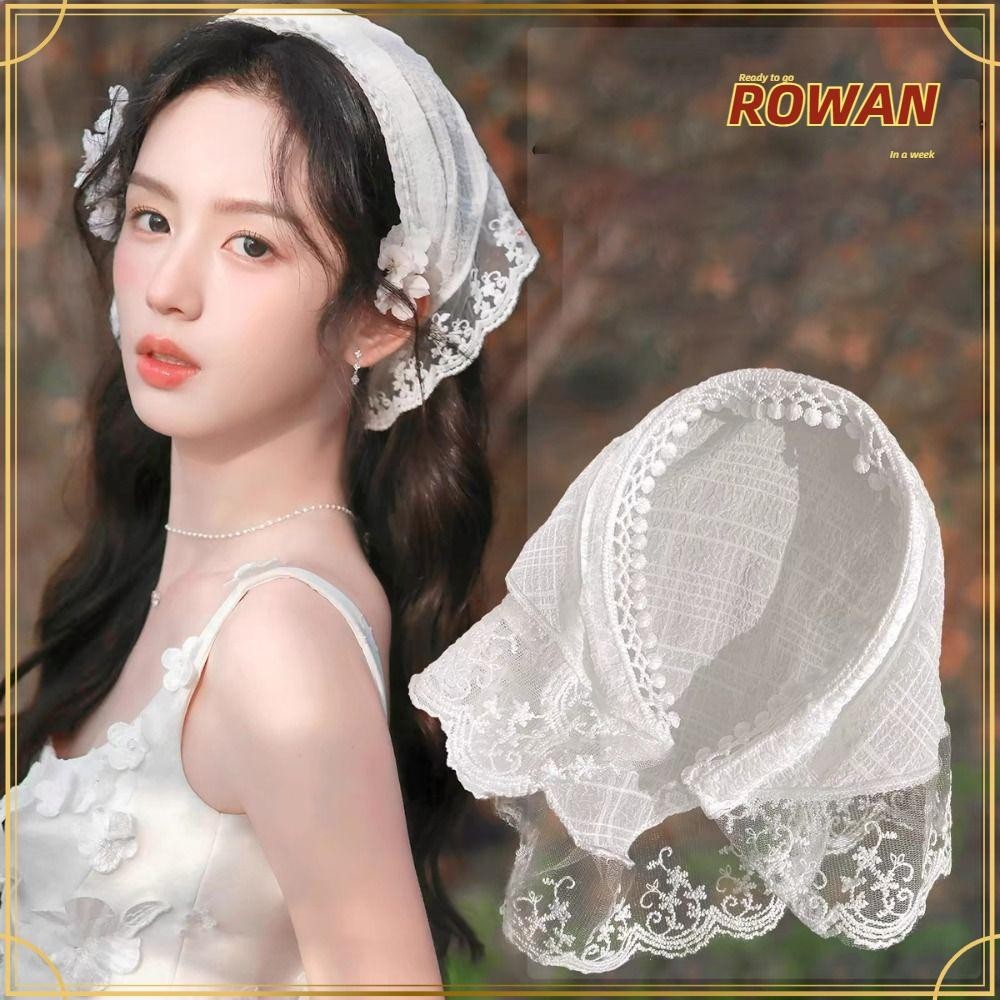 Rowans ผ้าพันคอผ้าพันคอ Seersucker Bowknot Hair Hoop, Ins สีทึบลูกไม้ผมวงสาว