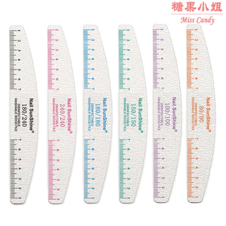 ทําเล็บมือผิวเล็บขัดขัดถูสีเทากระดาษทรายสีขาวครึ่งดวงจันทร์เล็บไฟล์ไม้บรรทัด