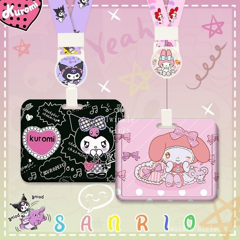Kuromi Cinnamoroll  สุนัขแนวนอนผู ้ ถือบัตร Retractable Lanyard Id Easycard Melody Id Campus Bus Exchange ของขวัญ