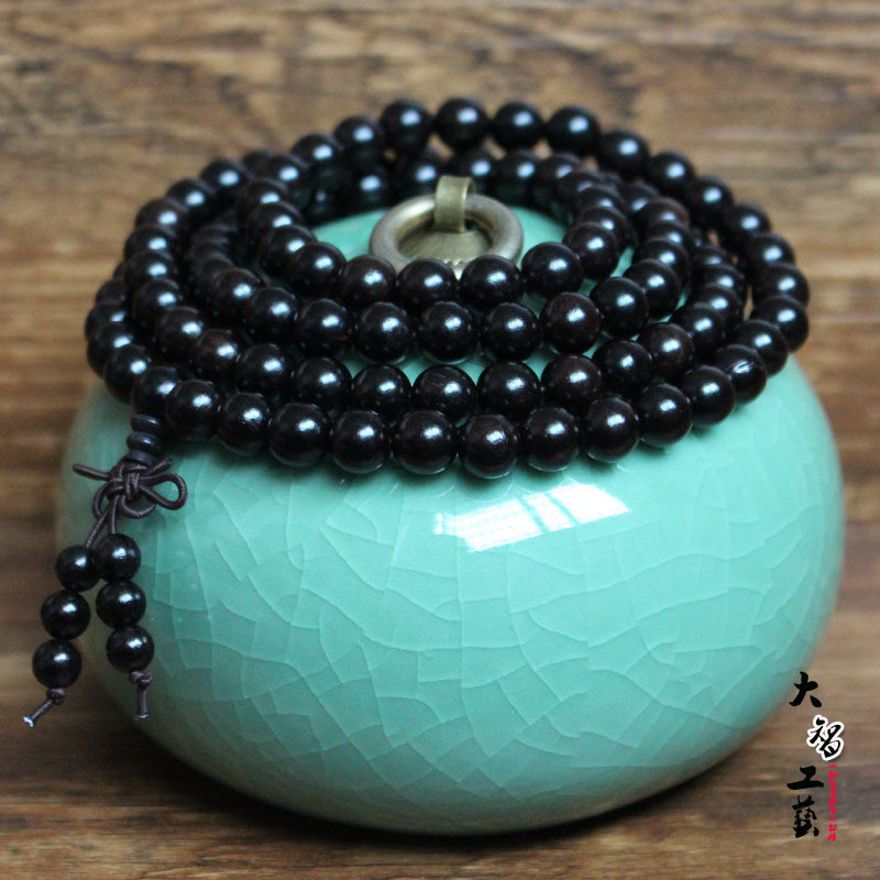 สร้อยข้อมือลูกปัดไม้จันทน์สีดำร้อนสร้อยข้อมือผู้ชายและผู้หญิงสร้อยข้อมือลูกปัด108ลูกประคำไม้จันทน์สีม่วง