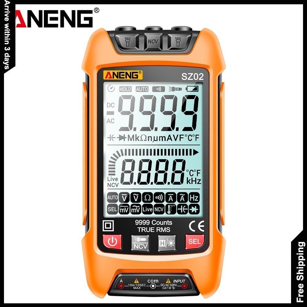 มัลติมิเตอร์ Aneng SZ02 เครื่องวัดประจุกระแสไฟฟ้า มัลติมิเตอร์ DC AC 9999 RMS NCV