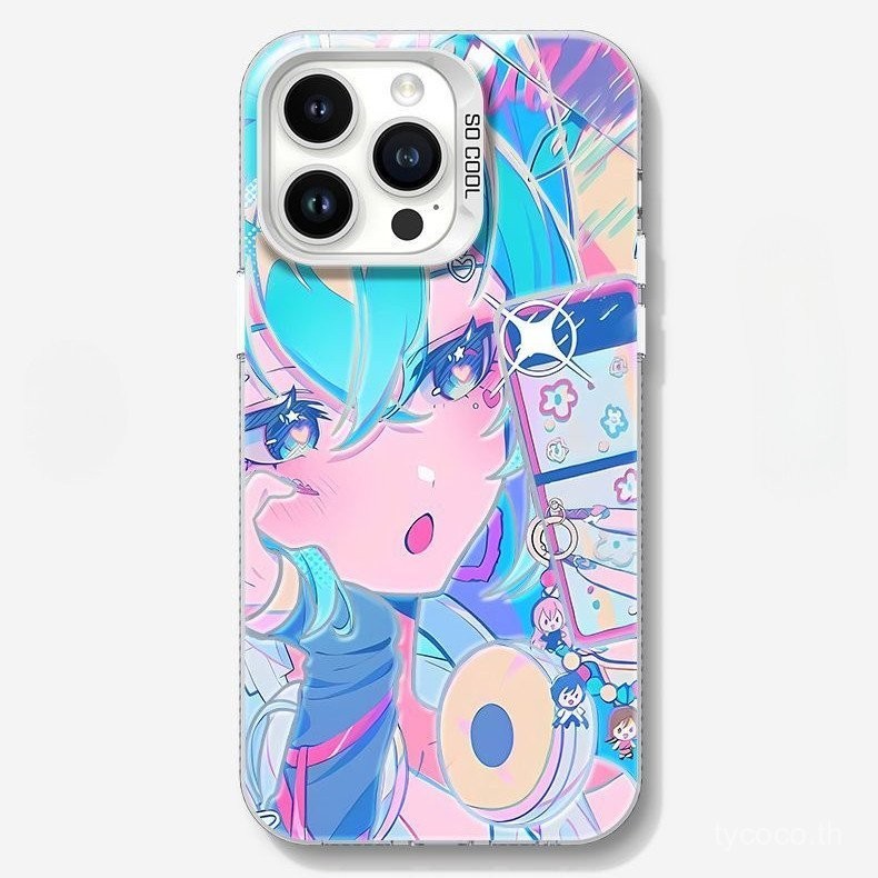 อะนิเมะสาวหัวใจเพ้นท์เซลฟี่ Hatsune Miku เคสโทรศัพท์มือถือเคสป้องกันสำหรับ iPhone 15 PRO MAX 15 PLUS 14 PRO MAX 14 PLUS XR กันกระแทก13 PRO MAX 12 Pro 11 XS 7 plus 8 PLUS เปลือกซิลิโคนกันฝุ่นกันกระแทก
