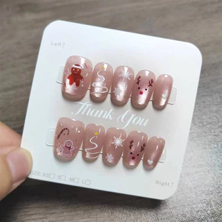 10 ชิ้น/เซ็ต Handmade ชุดเล็บปลอมพร้อมกาว Cat Eye เล็บปลอม