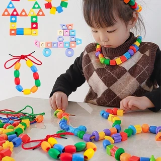 GeeToy ลูกปัดปักหลักสายรุ้งลูกปัดที่มีสีสัน มอนเตสซอรี การร้อยเชือก ของเล่นเพื่อการศึกษาเด็กทารกเด็กวัยหัดเดินก่อนวัยเรียนเด็กการฝึกอบรมของขวัญ