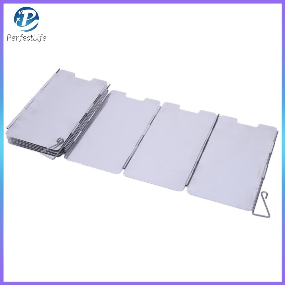 เตาแก๊สกระจกหน้า 9PCS เตาพับได้กลางแจ้งโล่ลมอลูมิเนียมโลหะผสมทนทานมินิสำหรับค่ายปิกนิกเดินทางบาร์บีคิวอุปกรณ์