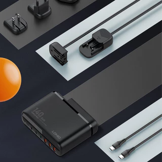 LDNIO A6140C Super fast charging อุปกรณ์ขยายหัวชาร์จ USB-A*3 , USB-C*3 สวิตซ์เปิด-ปิด จอLED รองรับการชาร์140W Max