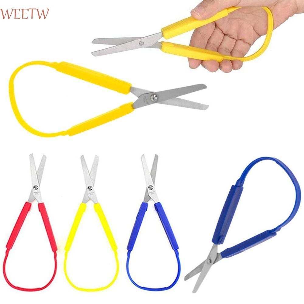 Weekw Loop กรรไกรพลาสติกเปิดตัวเอง 8 นิ้ว Handcraft เครื่องมือเครื่องเขียนสําหรับเด็กผู้ใหญ่ School Craft เครื่องตัดเส้นด้าย