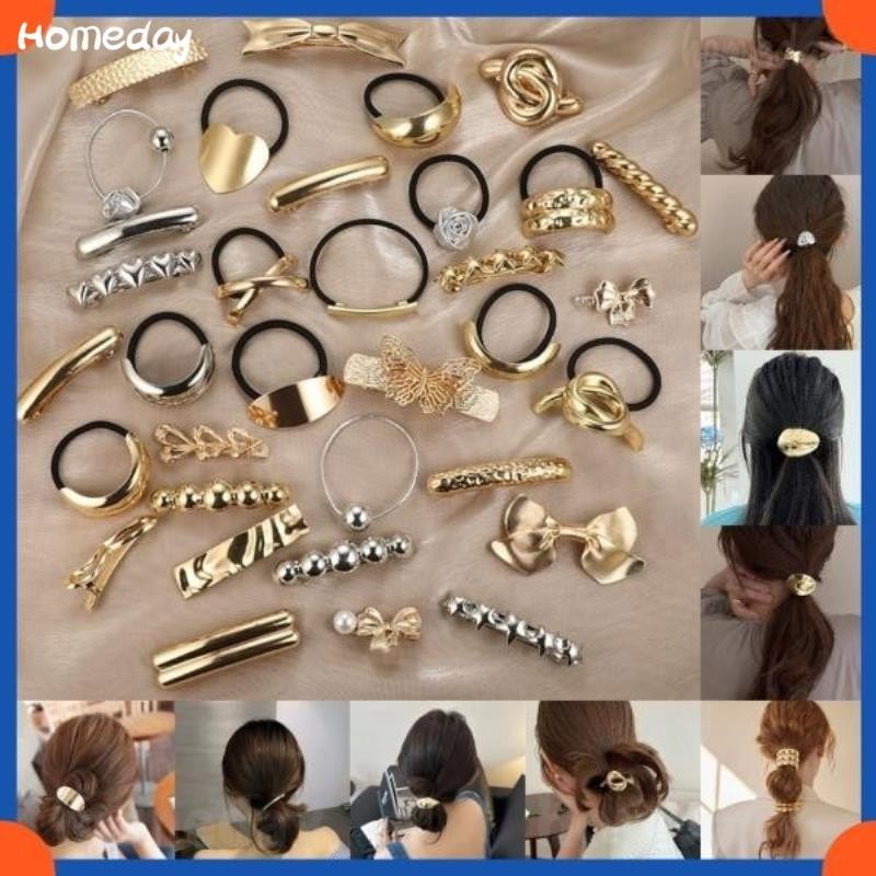 2024 ใหม่โลหะผมวงเชือกแถบคาดศีรษะยืดหยุ่น Scrunchies Hairband เครื่องมือแฟชั่นผู้หญิงอุปกรณ์เสริมผม