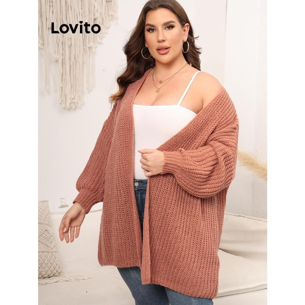 Lovito เสื้อสเวตเตอร์สาวอวบ เบสิก สีพื้น สไตล์ลำลอง LNL61353