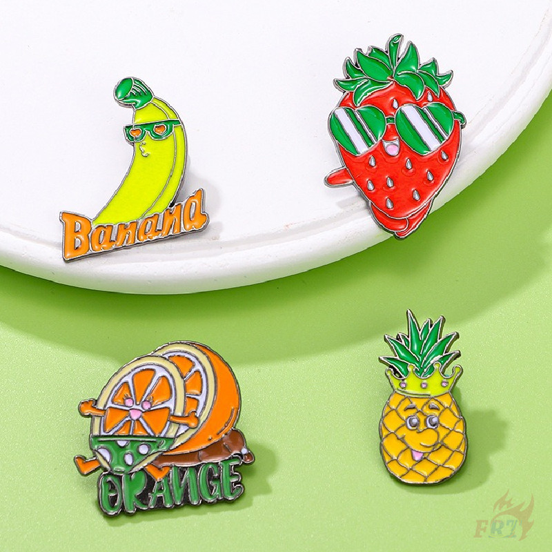Vsco Cool Fruit - เข็มกลัดสตรอเบอร์รี่ / สับปะรด / กล้วย / ส้ม 1 ชิ้น/4 ชิ้น Doodle เคลือบกระเป๋าเป้สะพายหลังปุ่ม Pins ป้าย