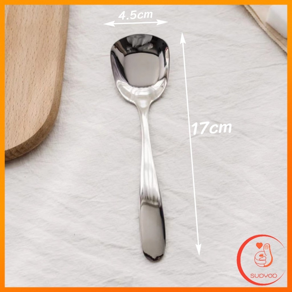 Sudyod ช้อนสแตนเลส ที่ตักไอศครีมสีเงิน ตักข้าว ขนม หรือใช้แบ่งอาหาร Stainless steel spoon ราคา ถูกที่สุด ดีลบีเคเค แกลเลอรีภาพที่ 8