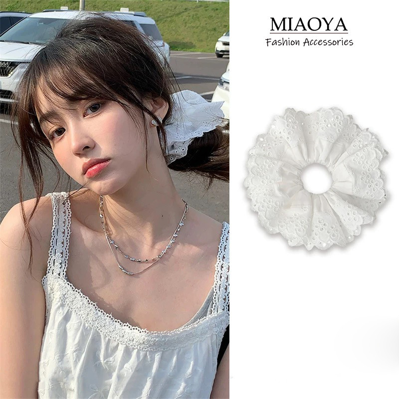 เกาหลีเชือกผมลูกไม้สีขาวหญิง อิน ของขวัญวันเกิดนักเรียนที่สวยหรู ยางรัดผม