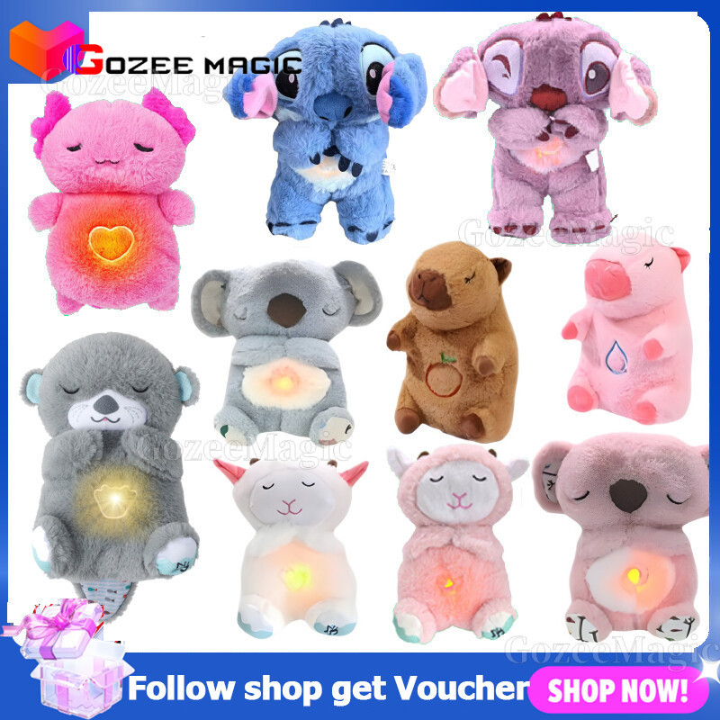 Breathing Plush ของเล่น Capybara Stitch หมีเด็ก Soothing บรรเทา Otter Sleep เพลง Companion เสียง Breath ตุ๊กตาของขวัญวันเกิด