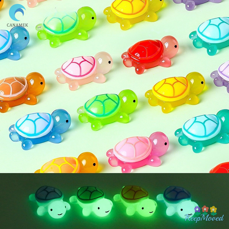 Keepmoving 6/10pcs Mini Luminous เต่าตกแต่งบ้านภูมิทัศน์งานฝีมือเรซินเต่าเรืองแสงสวนปลา Miniatures เครื่องประดับตกแต่งใหม่