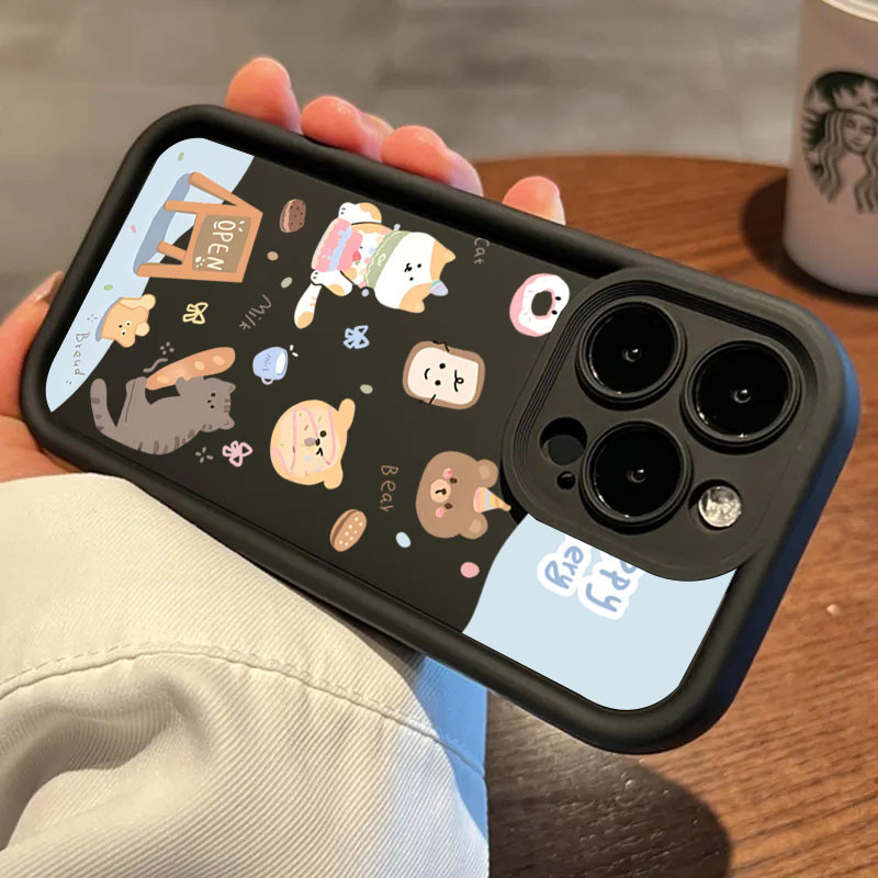 SAMSUNG น่ารักขนมปังแมวเคสโทรศัพท์สําหรับsamsung S24 S23 Ultra S23 FE S22 S21 Plus S20 S21 FEสัตว์น่ารักน่ารักกันกระแทกนุ่มฝาครอบป้องกัน - รูปที่ 2