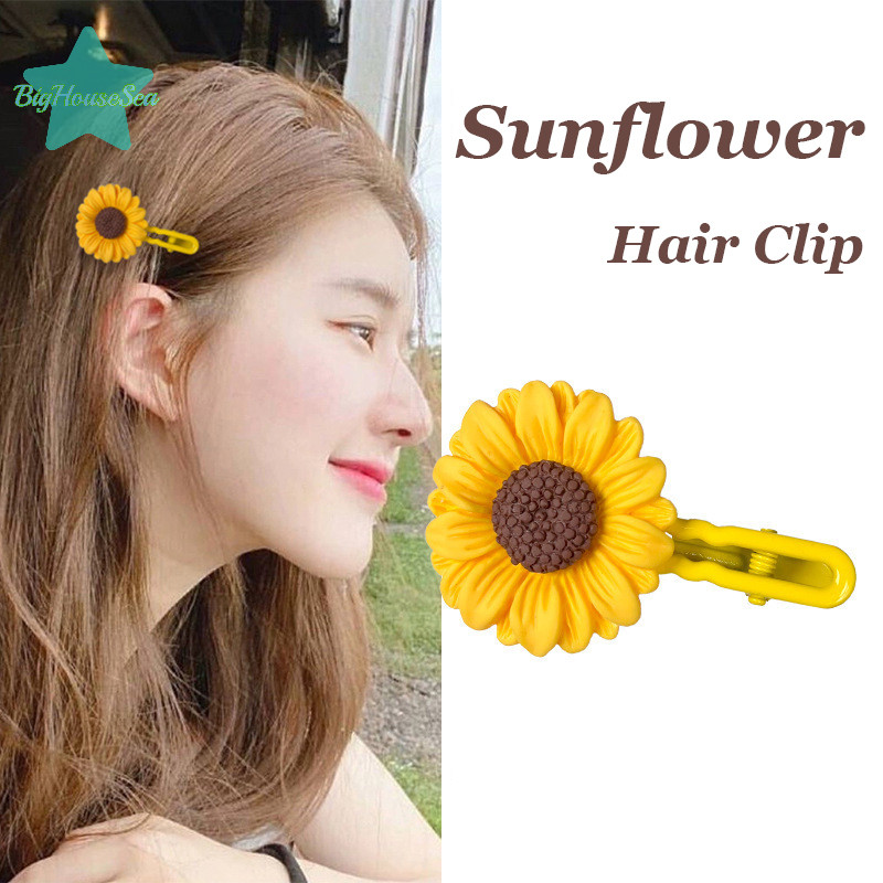 [BigHouseSea] กิ๊บติดผมดอกทานตะวันน่ารักสาว Barrettes กิ๊บติดผมดอกไม้เด็กด้านข้าง Bang คลิปเรซิ่นดอกไม้เครื่องประดับผมตกแต่งของขวัญใหม่