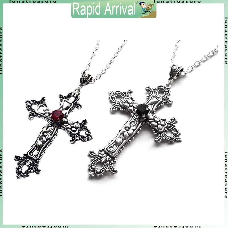Lun Vintage Cross จี้สร้อยคอผู้หญิงผู้ชาย Goth Choker Grunge เครื่องประดับ