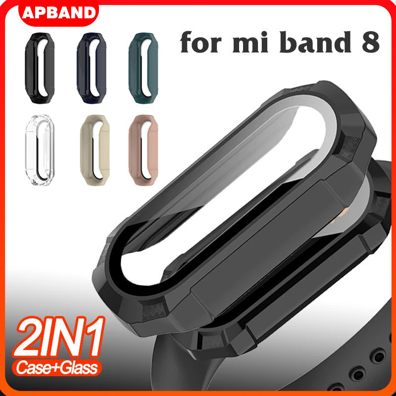 Bumper PC Hard Case 2 in 1กระจกนิรภัยสำหรับ Xiaomi Mi band 8ปลอก Hard Case COVER Anti gores Xiaomi Mi smartband 8