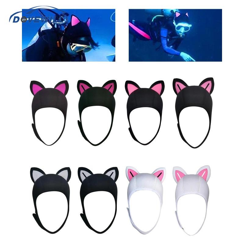 [Dovewill] หมวกดําน้ําหูแมว 3 มม. หมวกนีโอพรีนผู้ชายผู้หญิงหมวกว่ายน้ําน่ารัก
