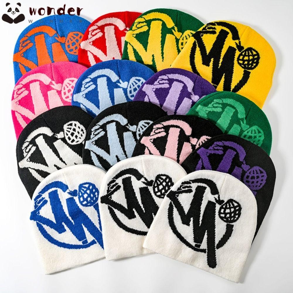 Wonder หมวกฮิปฮอป, หมวกถัก Y2k Ins, หมวกหมวกถักความรู้สึกดีไซน์มีสไตล์