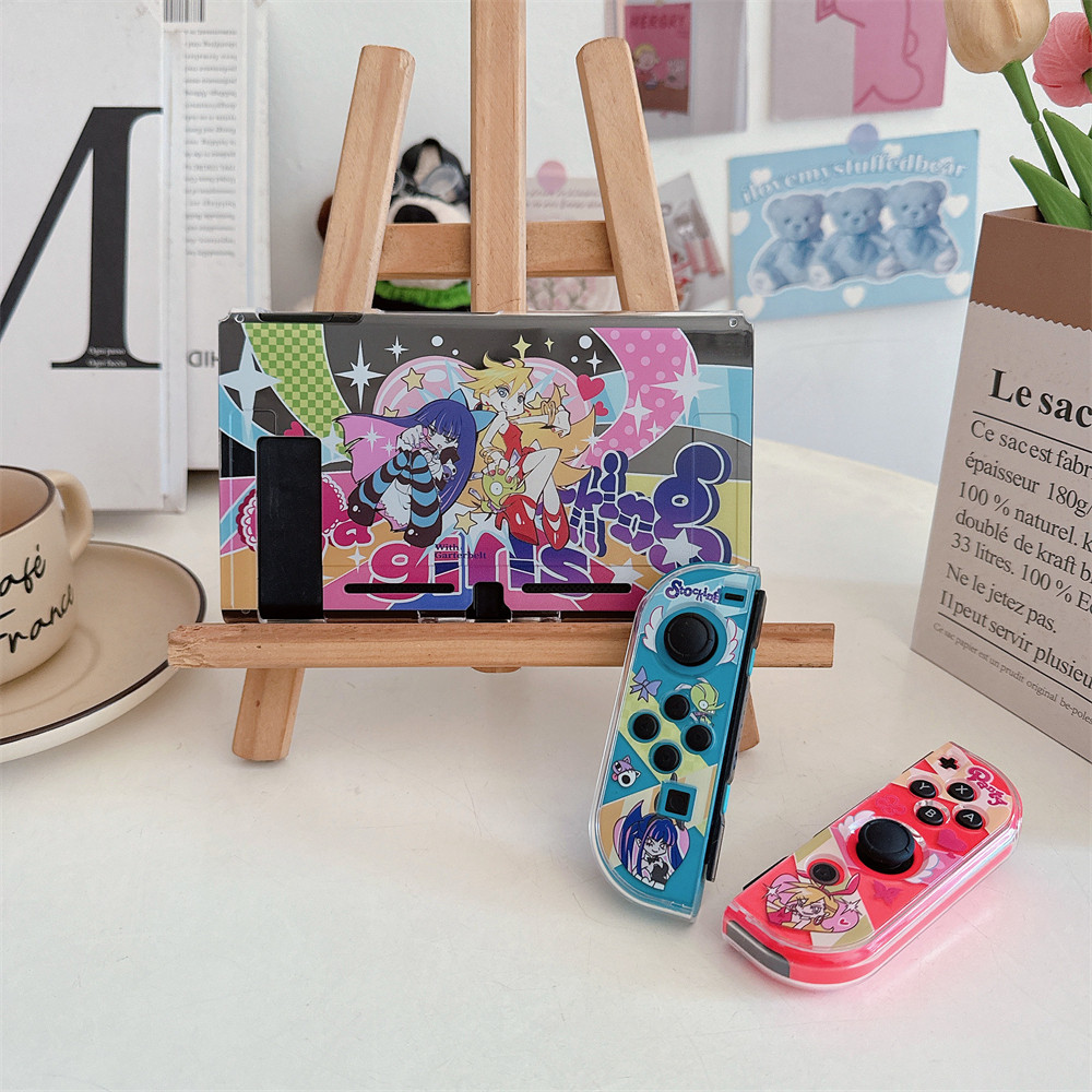 ใหม่น่ารักปกแข็งสําหรับ Nintendo Switch V2 V1 OLED กรณี DJ สไตล์สาวเต็มปลอกสีสัน NS เกมคอนโซลจับทาสีกล่องเก็บ Drop-proof Switch Shell