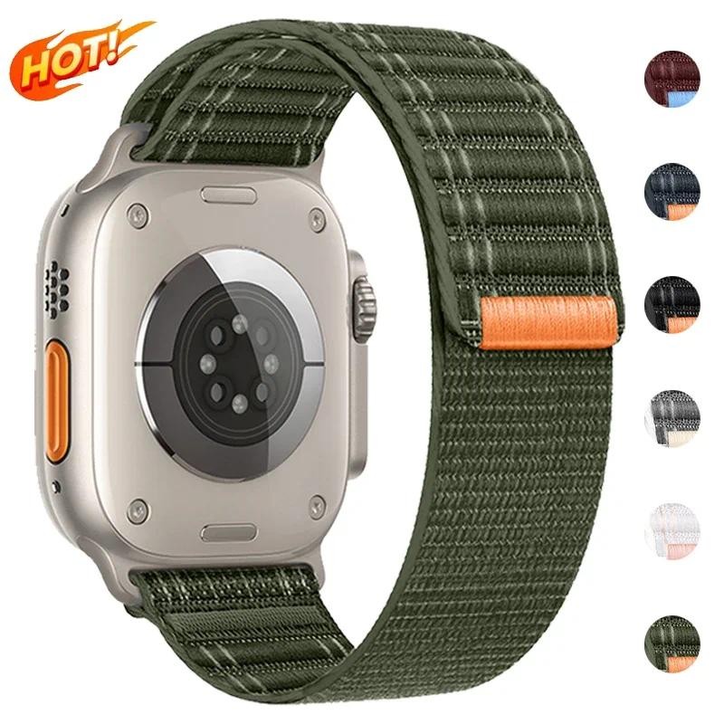 ไนลอนไม่มีช่องว่างสร้อยข้อมือกีฬาสายคล้องคอสําหรับ แอปเปิล ดู พิเศษ 2 49 มม.44 มม.41 มม.45 มม.40 มม.42 มม. ฉันดู ชุด 9 8 7 6 กับ 5 4