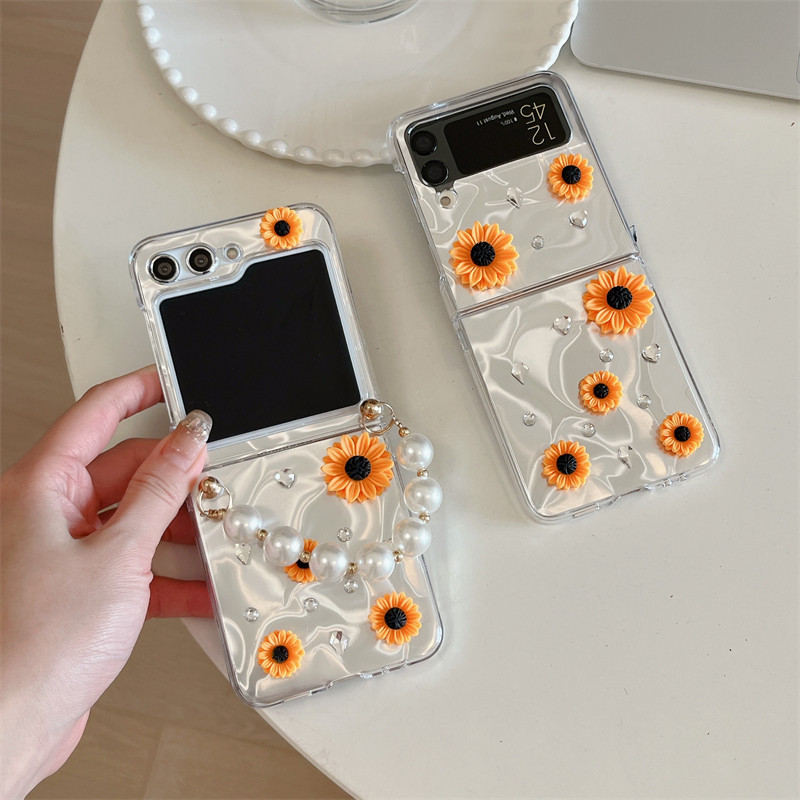 ความงามดอกไม้ปลอกสําหรับ Samsung Galaxy Z Flip 6 5 4 3 Elegant Retro Vintage สี Zflip3 Flip4 Flip5 Flip6 เคสโทรศัพท์ระดับพรีเมียม