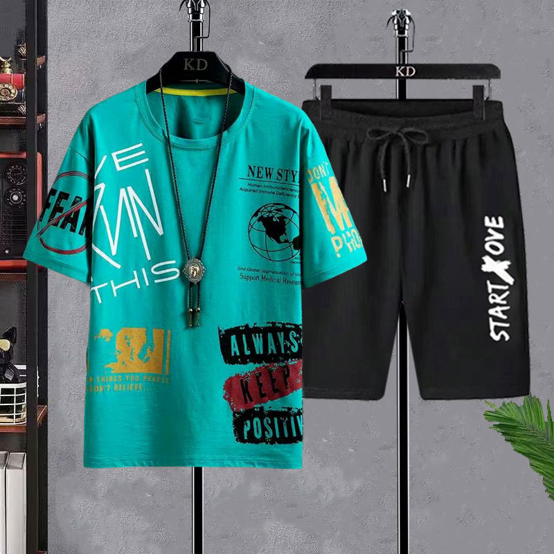 ผู้ชายรอบคอกางเกงขายาวแขนสั้นชุดขนาดบวกฤดูร้อนทุกการแข่งขันกีฬาสบายๆสองชิ้นชุดแฟชั่น ZXR10