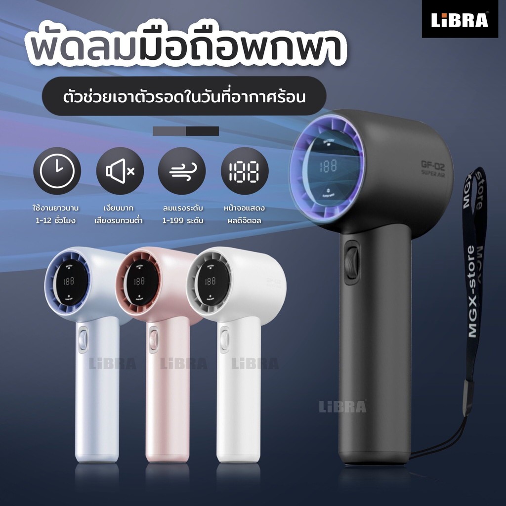 พัดลมเทอร์โบความเร็วสูงแบบพกพาดีไซน์ใหม่ปี 2024 พัดลมพกพาขนาดพอดีมือ  ปรับความเร็วใบพัดได้1-199 ระดับ จอแสดงผล LED