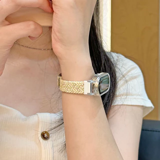 สายรัดไนลอนแบบปรับได้สําหรับ Xiaomi Mi band 10 9 8 สร้อยข้อมือยางยืด miband 7 6 5 4 3 NFC Braided Solo Loop สายรัดข้อมือ
