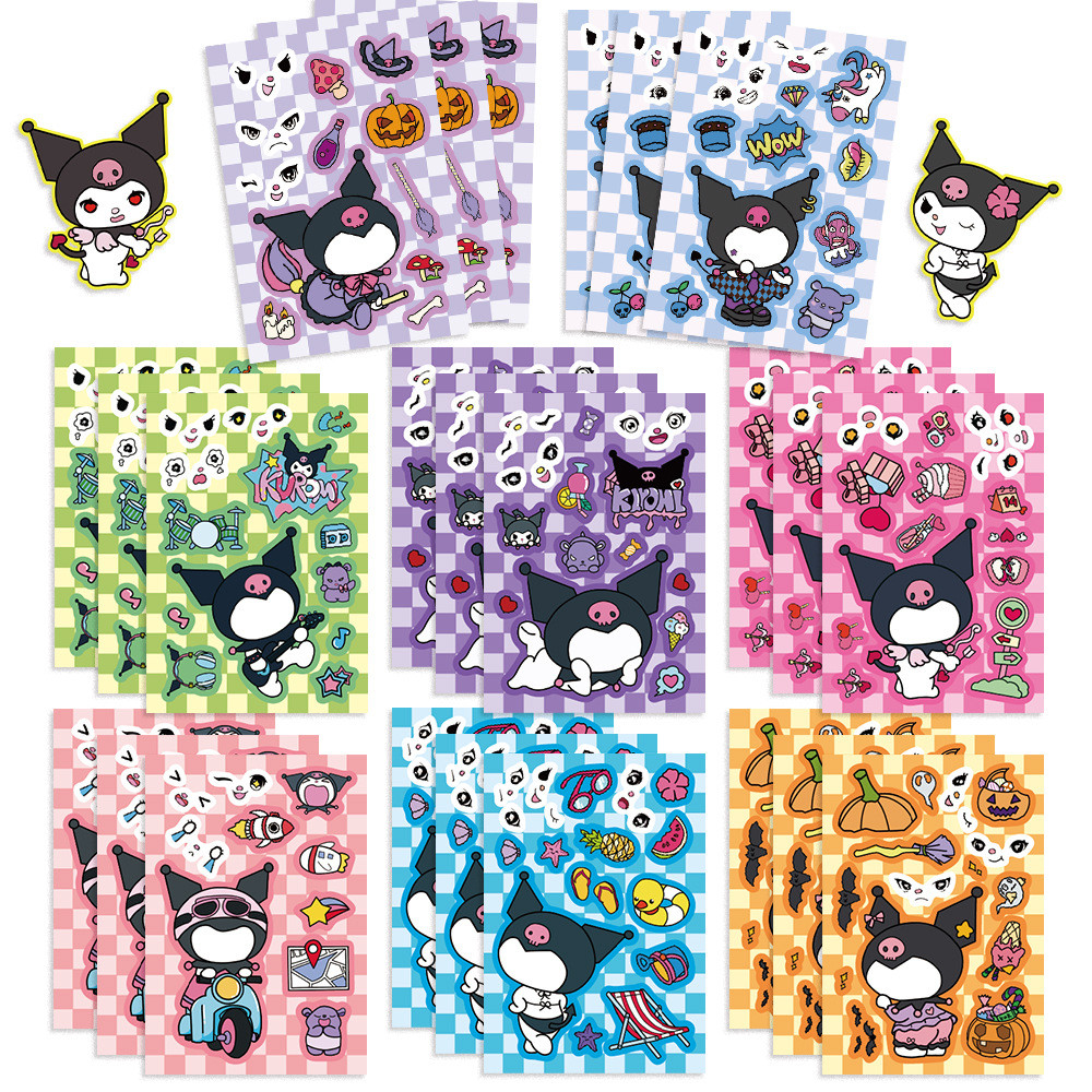 8sheepts การ์ตูน Cool Kuromi Make A Face Graffiti สติกเกอร์สําหรับจักรยานบัญชีมือดินสอ Decals LanLanStickersWorld