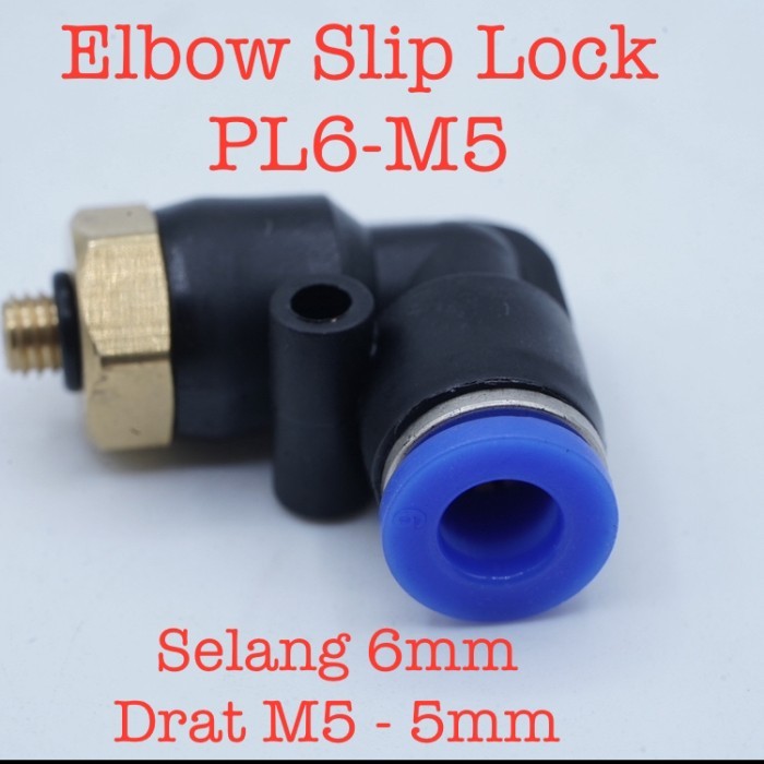 PL6-M5 Slip Lock Connector Elbow Fitting ท่อ 6 มม.ถึงเกลียว 5 มม.M5 Push Tube ขั้วต่อทองเหลืองนิวเมต