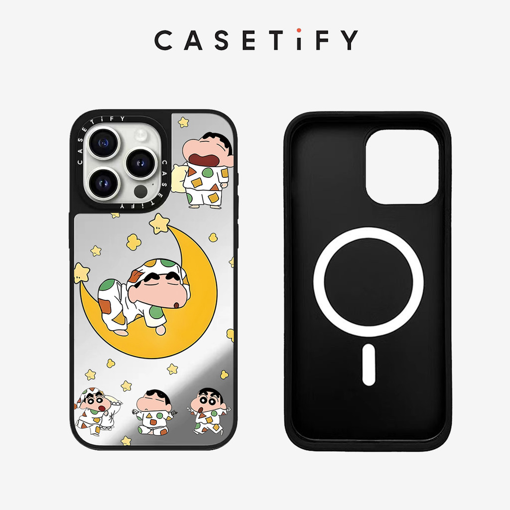 ชุดนอนแม่เหล็ก Crayon Shin-chan Mirror Hardเคสโทรศัพท์ปลอกสําหรับIPhone 15 ProMax 15Pro 15 14 13 12 11 Pro Maxกรณีห่อกันกระแทกด้านหลังอะคริลิค