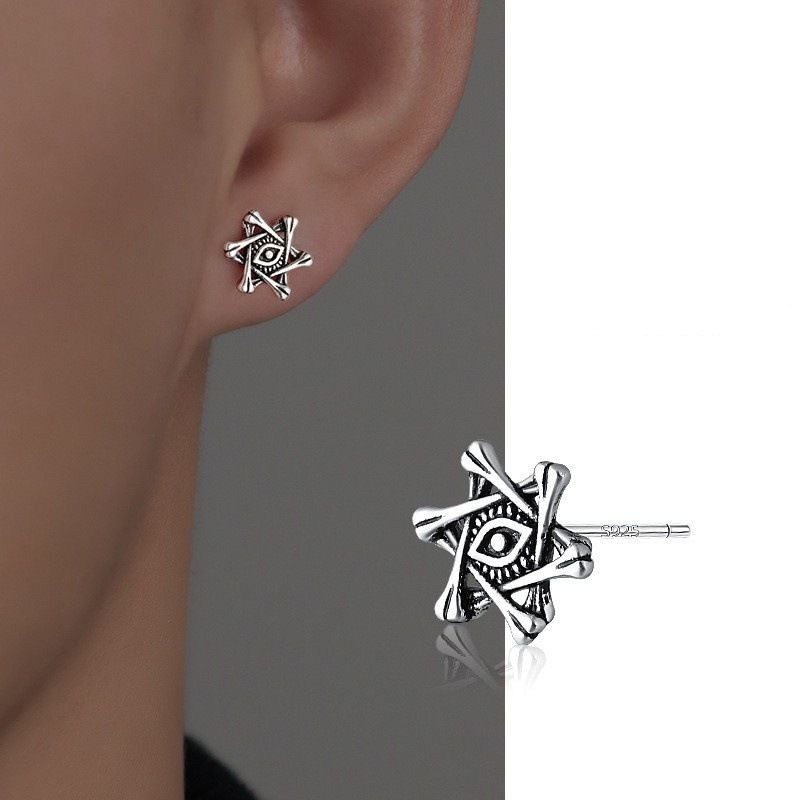 Demon Eye สไตล์ใหม่ 925 เงินสเตอร์ลิงต่างหู All-Match Niche Design ผู้ชายผู้หญิงต่างหู