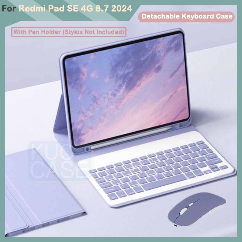 สําหรับ Redmi Pad SE 8.7 2024 Redmi Pad SE 4G 8.7 นิ้ว PU หนังที่ถอดออกได้คีย์บอร์ด TPU ฝาหลัง