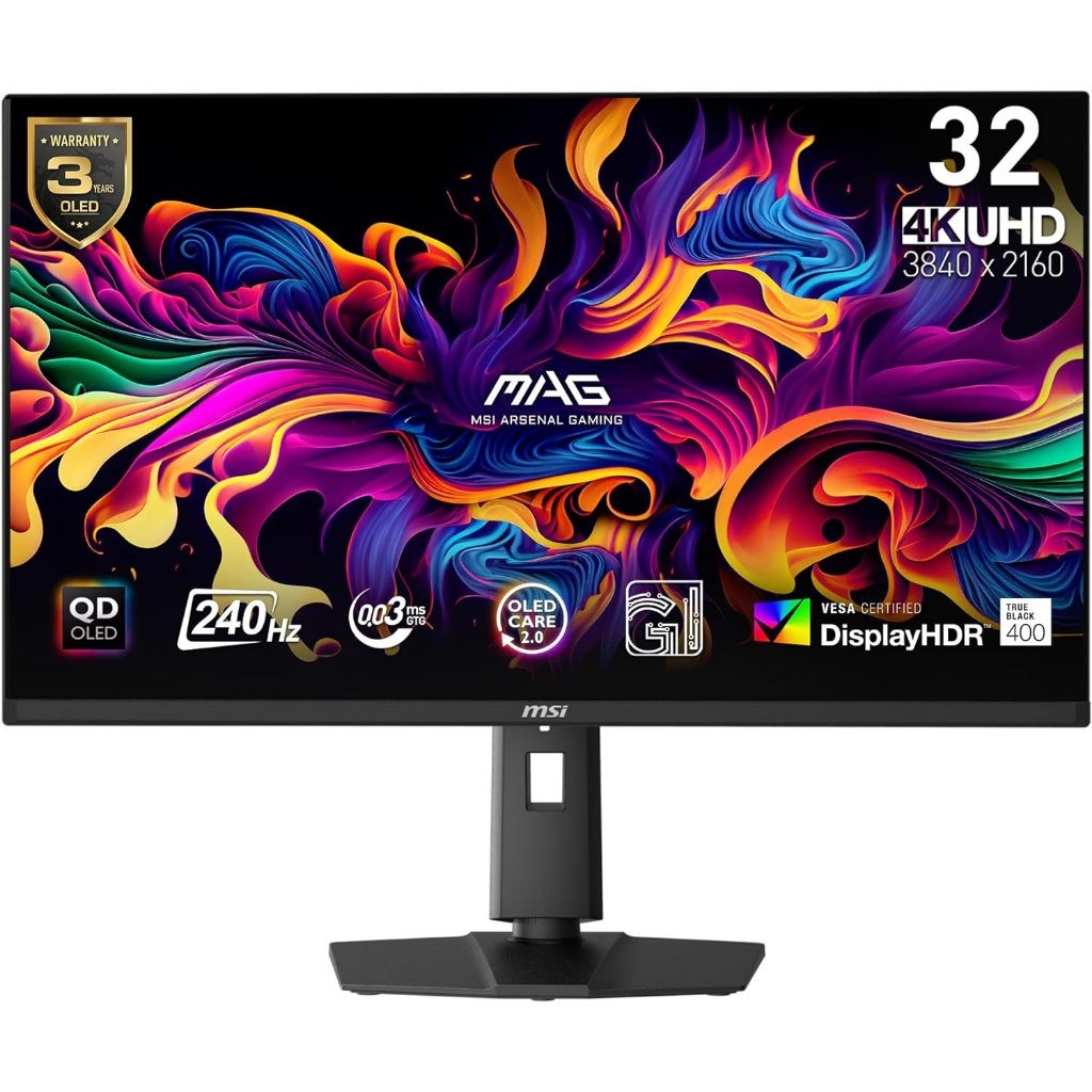 MSI MAG 321UPX QD-OLED Gaming Monitor 32\" 4K UHD, 240Hz, 0.03ms