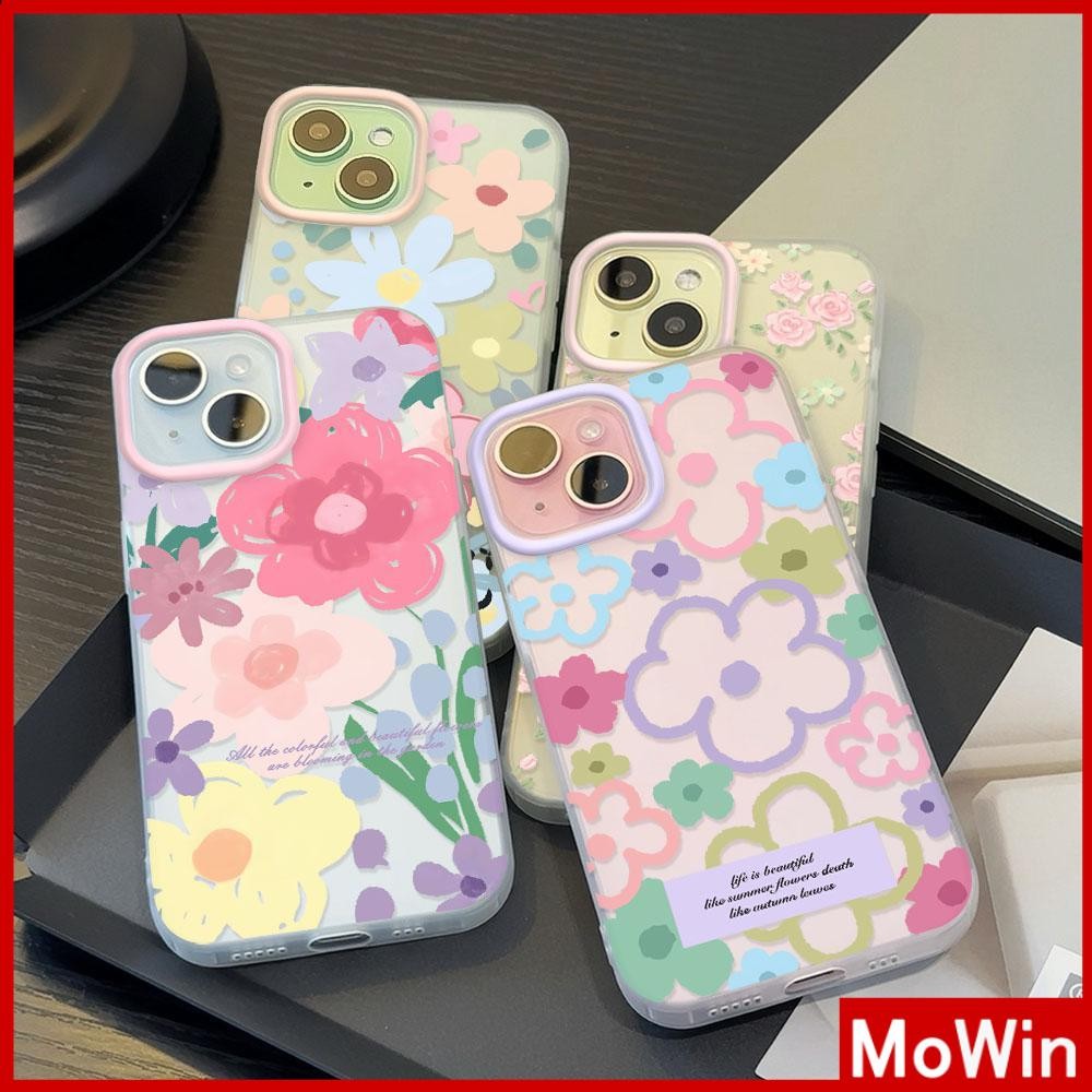 Movin - เคสใส iPhone16 11 Pro Max iPhone เคส TPU นิ่มป้องกันรอยนิ้วมือแบบด้าน ดอกไม้ขนาดใหญ่ที่สวยงามน่ารัก Compatible With iPhone15 13 12 Pro max XS XR 7 8 Plus