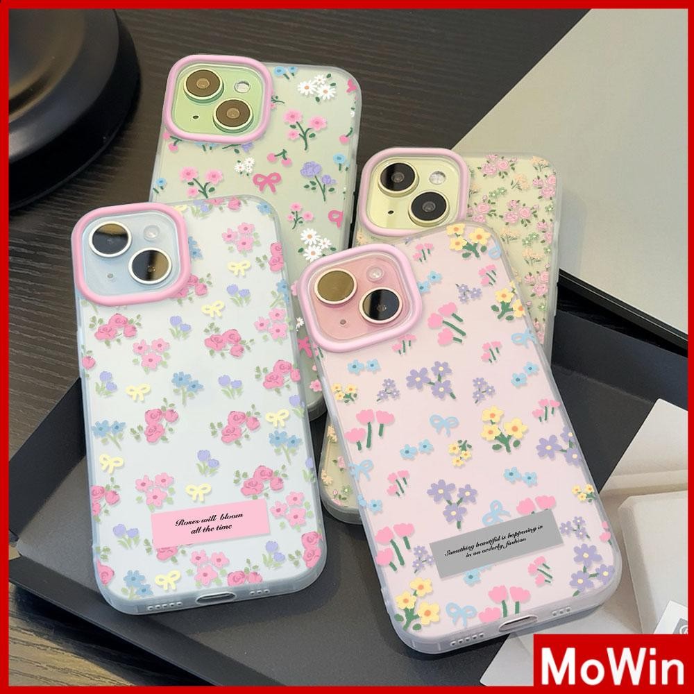 Movin - เคสใส iPhone16 11 Pro Max iPhone เคส TPU นิ่มป้องกันรอยนิ้วมือแบบด้าน ดอกไม้สีสันสวยงามน่ารัก Compatible With iPhone15 13 12 Pro max XS XR 7 8 Plus
