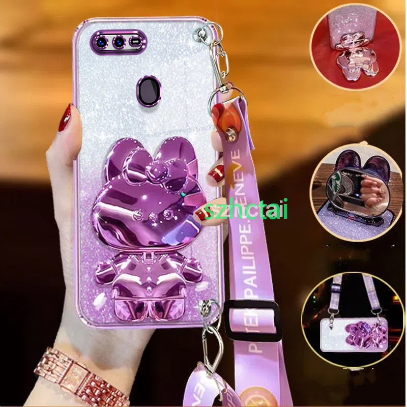 เคสโทรศัพท์ OPPO A5S A7 A12 F9 Pro A5 A3S A12E Realme C2 A1K สายคล้องคอ เคสโทรศัพท์หรูหรา ความงาม กร