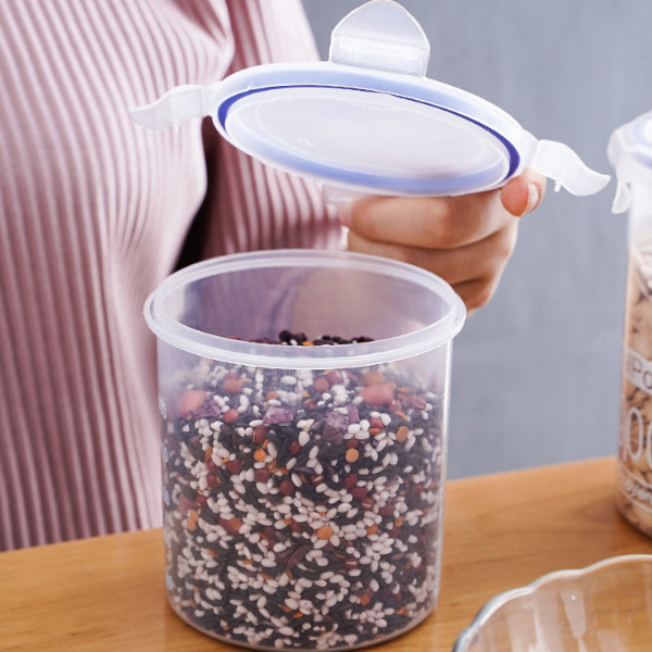 Gina.shop กระปุกพลาสติกใส ทรงกระบอก กันความชื้น กันรั่วซึม สําหรับเก็บอาหาร - รูปที่ 3