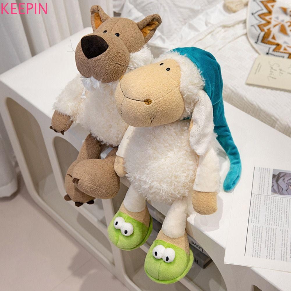 Keepin Sleepy ตุ๊กตาแกะ,สัตว์น่ารัก PP ผ้าฝ้ายหมาป่าในแกะของเล่นตุ๊กตา, Plushie Lamb ของเล่นชุดนอน 25/35/50 ซม.ปุยแกะและหมาป่าตุ๊กตาตุ๊กตาเด็กของขวัญ